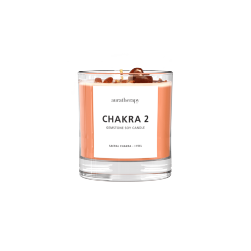 Chakra 2 Sonnenstein Edelstein Kerze