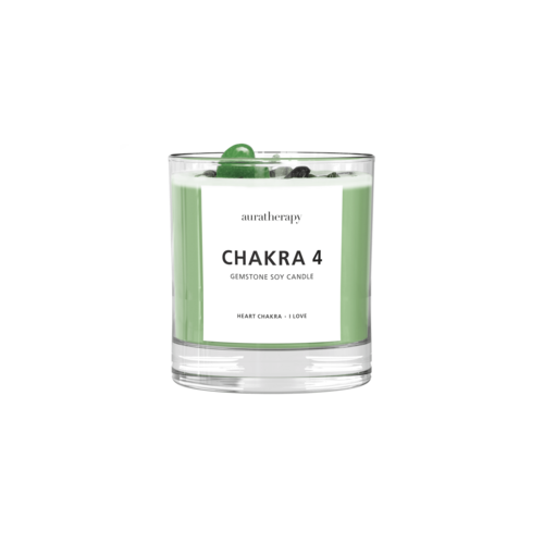Chakra 4 Aventurin Edelsteinkerze