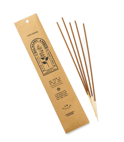 Encens Ambre Balsamique - 10 bâtonnets, faible fumée