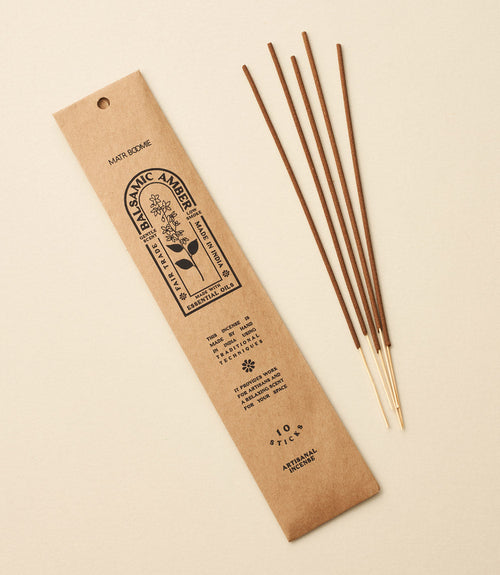 Encens Ambre Balsamique - 10 bâtonnets, faible fumée