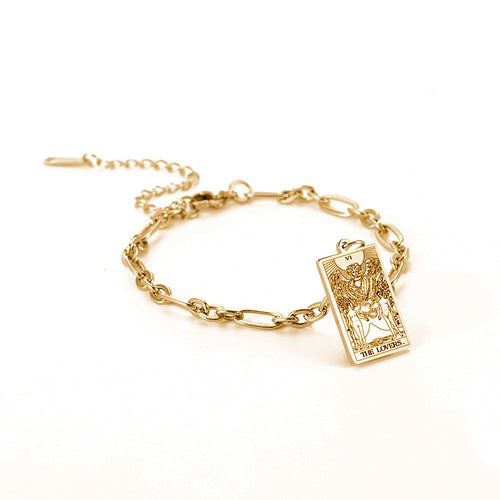 Bracelet à maillons ovales longs Tendance mode série 12 cartes de tarot