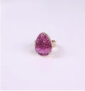 Ringe für Damen mit Naturstein-Achatkristallknospe, Vintage-Ringe in Rosé
