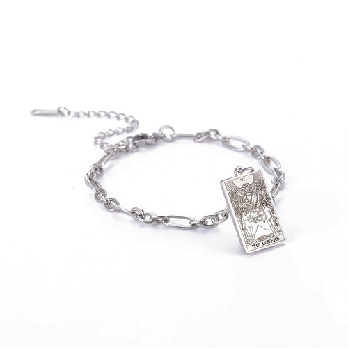 Bracelet à maillons ovales longs Tendance mode série 12 cartes de tarot