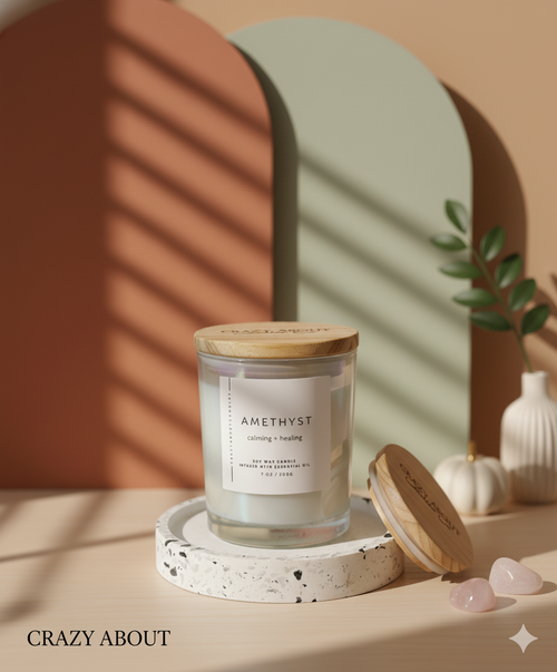 Energy Crystal Candle — Natural Soy Wax, Aromatherapy & Healing