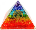 Orgonpyramide der sieben Chakren mit Lebensbaumsymbol