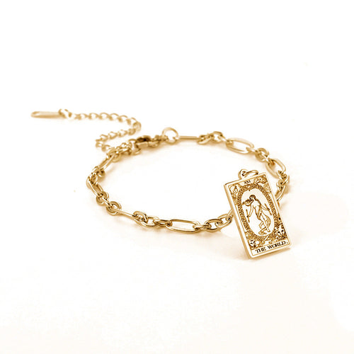 Bracelet à maillons ovales longs Tendance mode série 12 cartes de tarot