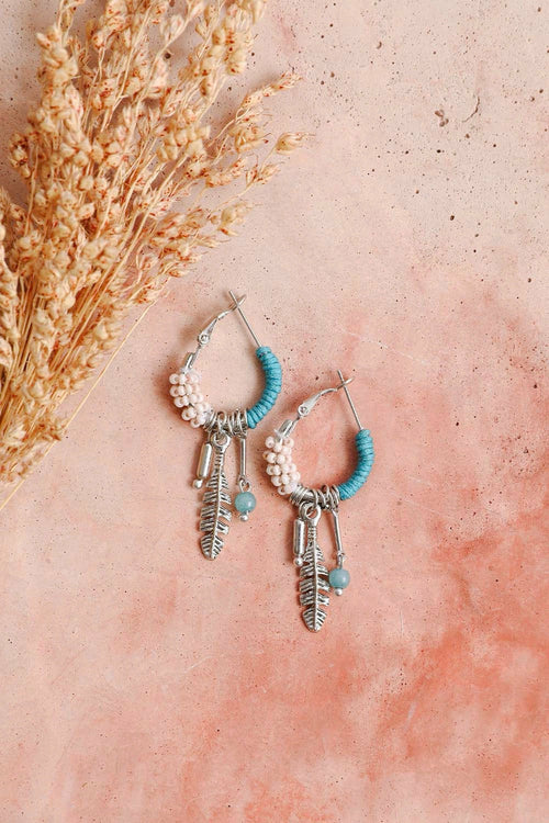 Dainty Feather Hoop Earrings🩵