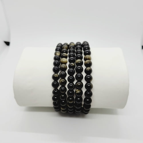 Gold Glanz Obsidian Stein Armbänder Metaphysische Reiki Boho