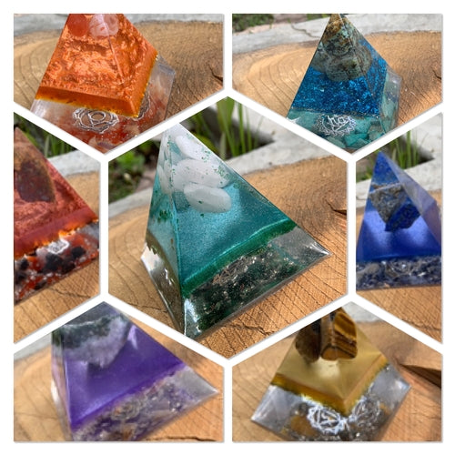 CHAKRA-SET von 7 Orgon-Pyramiden