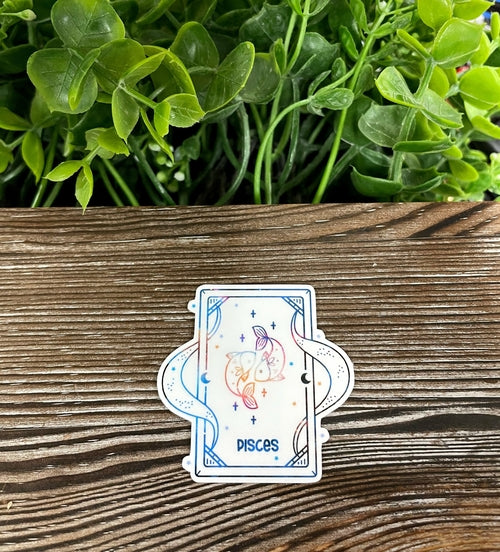 Autocollant de carte de tarot du zodiaque Poissons | Autocollant ou aimant
