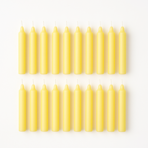 Unscented Pure Wax Stick Candle Pack of 20 (Yellow)
