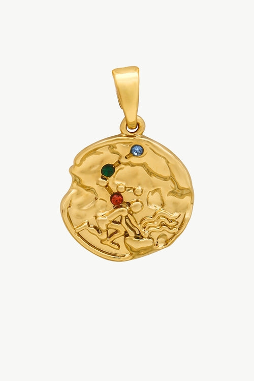 Set aus Skulpturaler Goldhalskette mit Sternzeichen-Anhänger