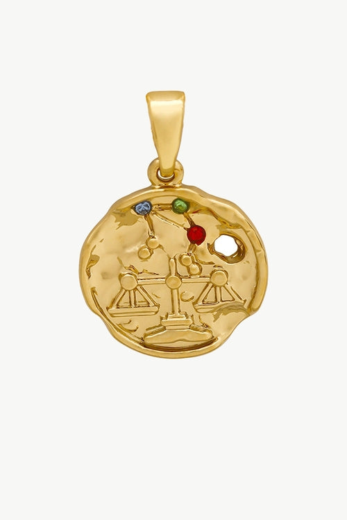 Set aus Skulpturaler Goldhalskette mit Sternzeichen-Anhänger
