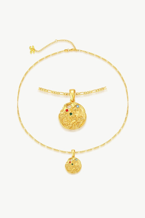 Set aus Skulpturaler Goldhalskette mit Sternzeichen-Anhänger