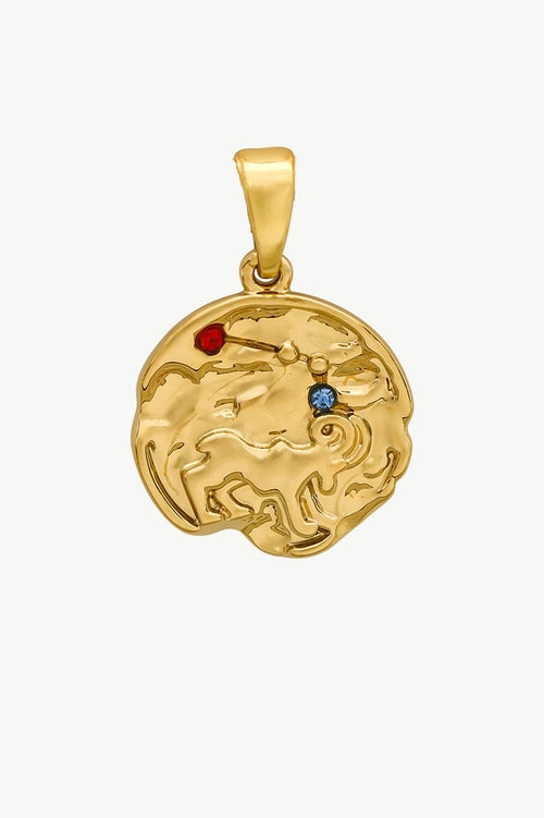 Set aus Skulpturaler Goldhalskette mit Sternzeichen-Anhänger
