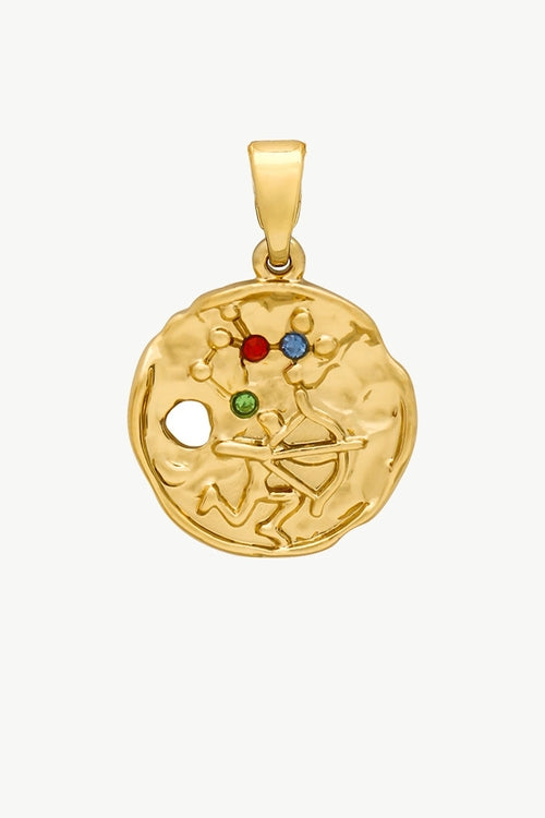 Set aus Skulpturaler Goldhalskette mit Sternzeichen-Anhänger