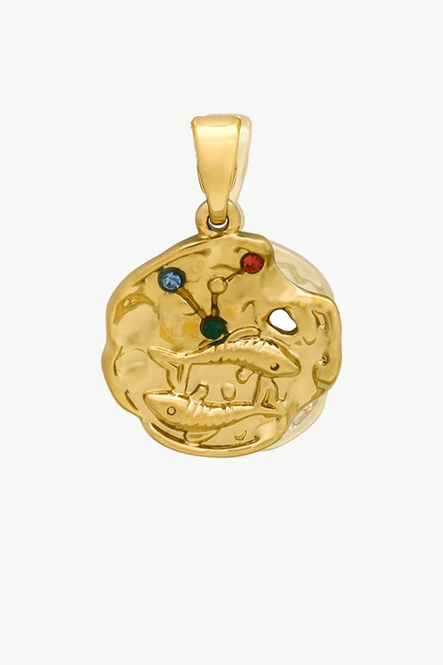 Set aus Skulpturaler Goldhalskette mit Sternzeichen-Anhänger
