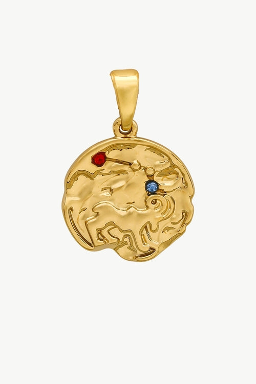 Set aus Skulpturaler Goldhalskette mit Sternzeichen-Anhänger