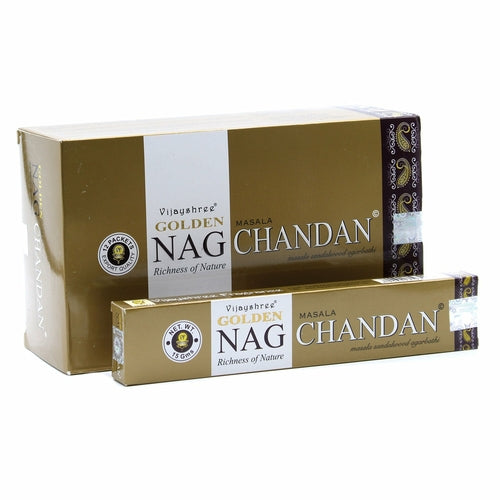 Chandan Genuine Golden Nag | Bâtonnets d'encens Joss 15g | Parfums Premium
