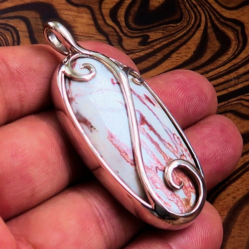 Jasper Amulet, Sterling Silver Pendant, Artwork Pendant with picture
