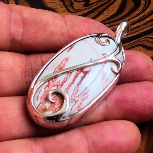 Jasper Amulet, Sterling Silver Pendant, Artwork Pendant with picture