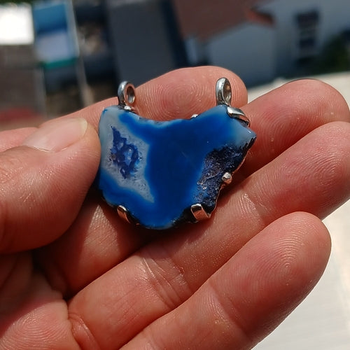 Unique Agate Pendant, Freeform Sterling Silver Amulet, Artwork Pendant