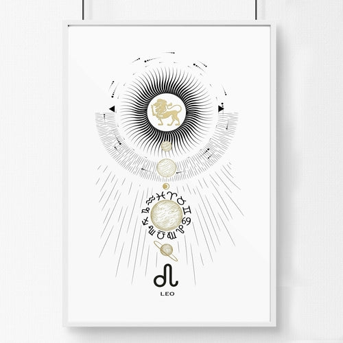 Leo zodiac sign wall art print