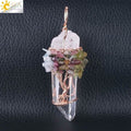 CSJA Men Big Gemstone Pendant Women Natural White Crystal Quartz 7