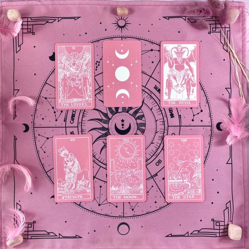 Set Pink Tarot Bag & Tarot Cloth for Tarot Cards