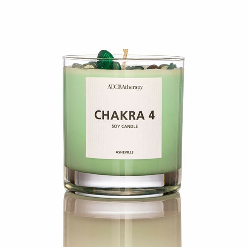 Chakra 4 Aventurin Edelsteinkerze
