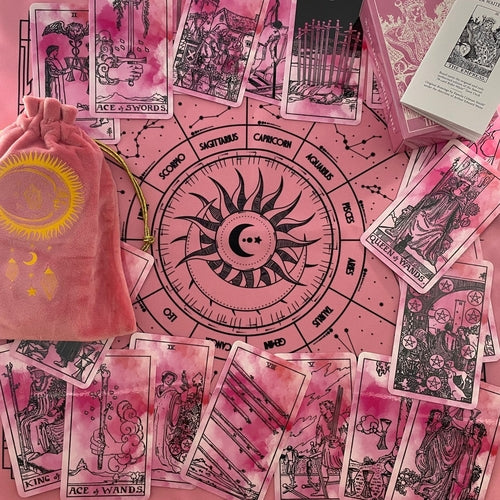 Pinkfarbenes Tarot-Tuch für Legungen