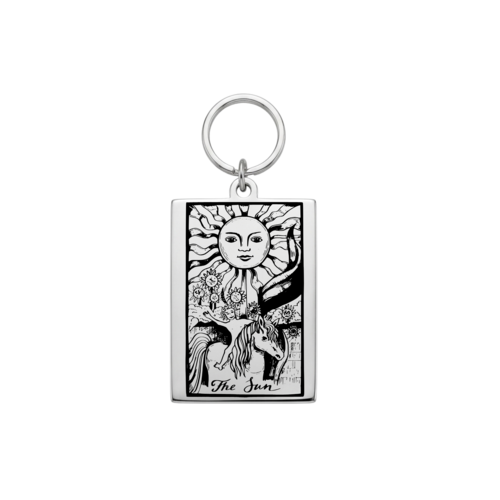 Plaque d'identité et breloque en forme de carte de tarot mystique solaire pour animaux de compagnie
