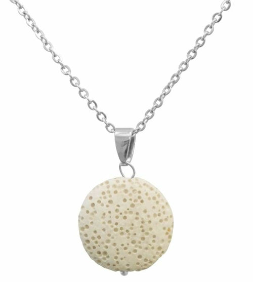 Collier diffuseur d'huiles essentielles en pierre de lave blanche